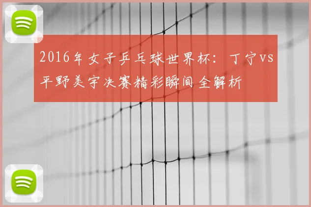 2016年女子乒乓球世界杯：丁宁vs平野美宇决赛精彩瞬间全解析
